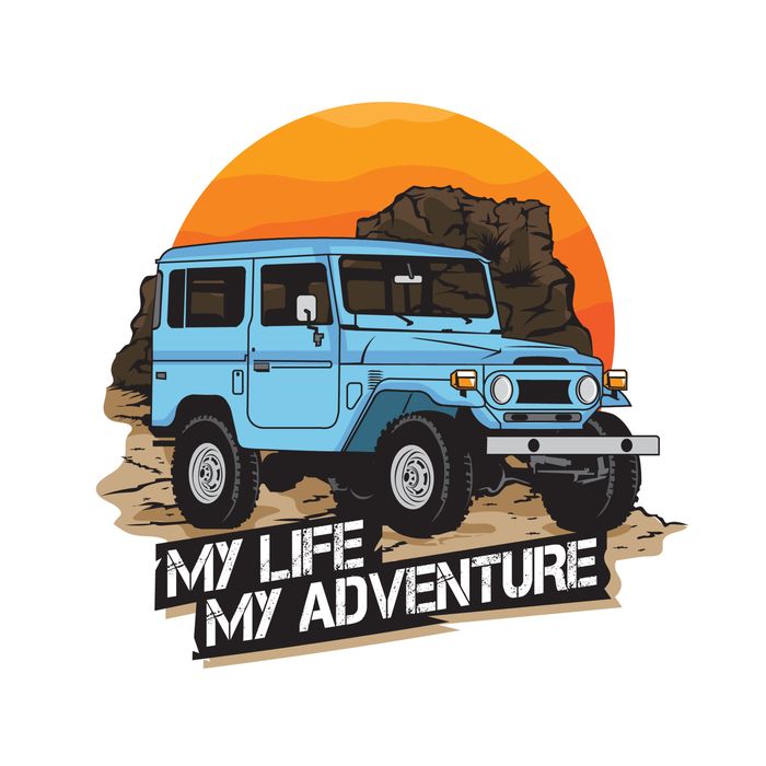 Off Road Adventure Vector Illustration In Vintage Color