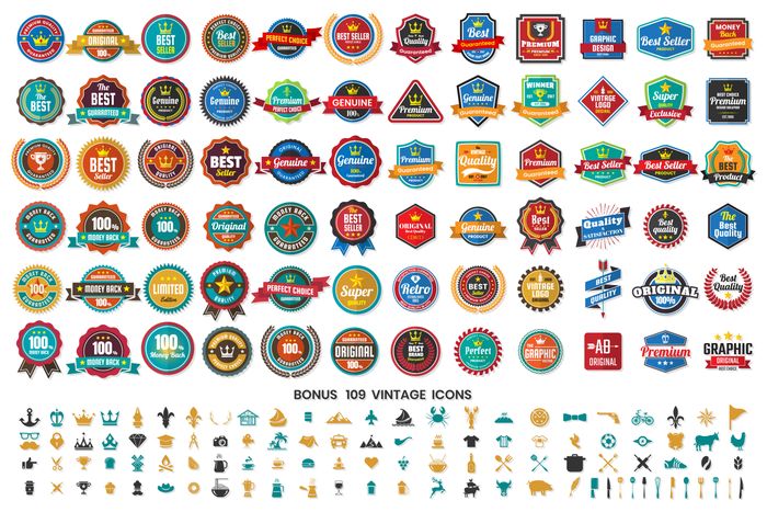 Vintage Badge Icon Set